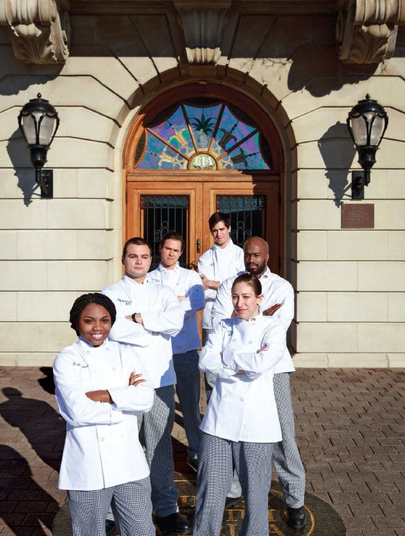 U.S. veterans who are students at the Culinary Institute of America: Latrice Latimore (Army National Guard), Damon Narkiewicz (Navy), Sean D. Dodds (Marines), Gavin Jones (Army), Lynnardo Holland (Air Force) and Vanessa Pappas (Air Force)