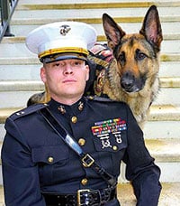 Marine Captain Jason Haag and his service dog, Axel, of American Human