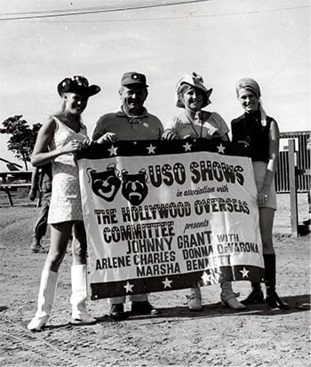 Donna de Varona, second from right, in Vietnam while on a USO Tour.