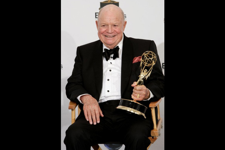 Don Rickles displays the Emmy he received in 2008 for Outstanding Individual Performance in a Variety, Music or Comedy Special for his work in “Mr. Warmth: The Don Rickles Project. 