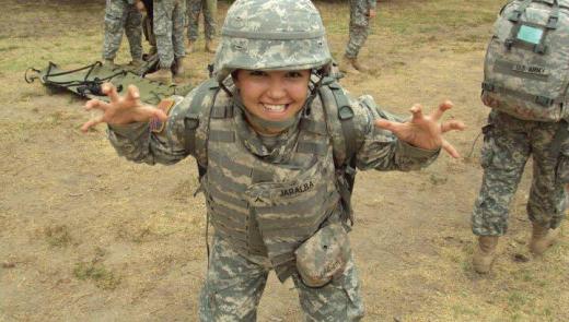 Lexy April Jaralba during her time as an Army Medic