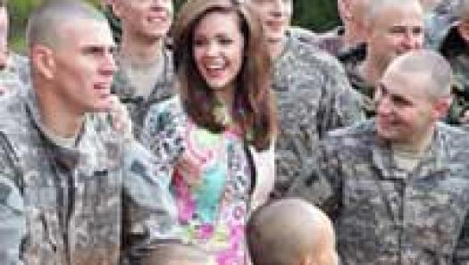 Miss Berry visiting troops at Ft. Sill, Oklahoma in November